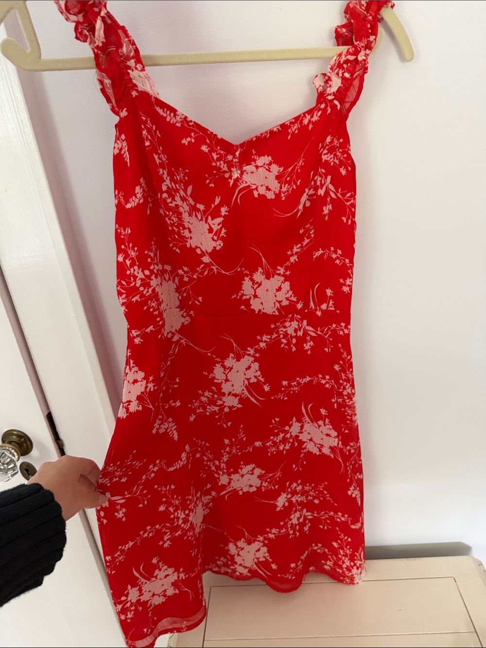 Red Floral Spaghetti Strap Mini Dress